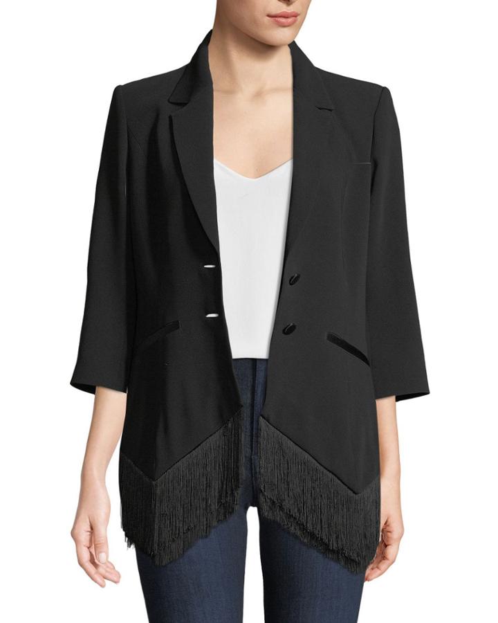 Violetta Fringe-hem Crepe Blazer