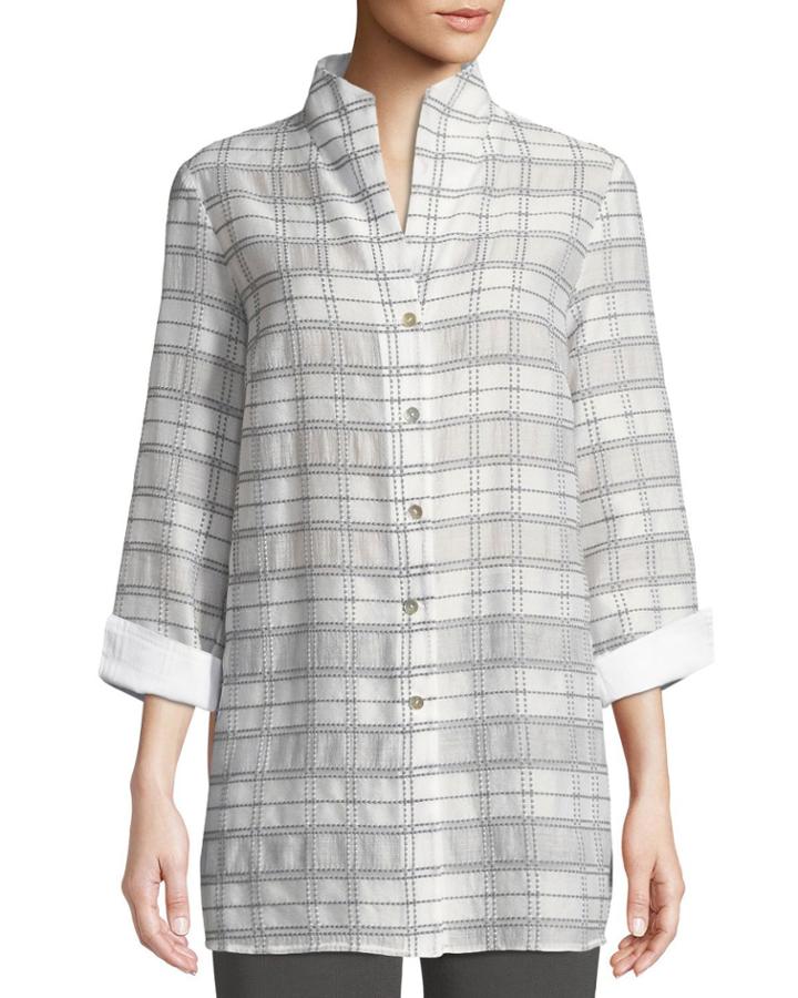 3/4-sleeve Soft Plaid