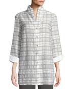 3/4-sleeve Soft Plaid