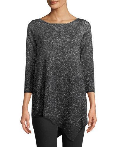 Asymmetric Metallic Jacquard Tunic