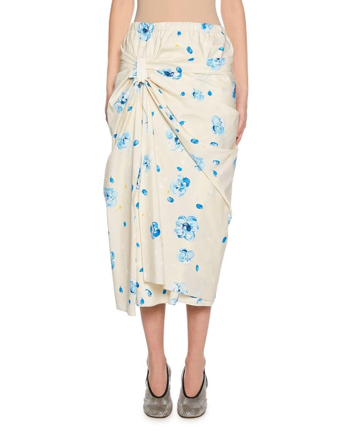 Floral Painted Gathered Poplin