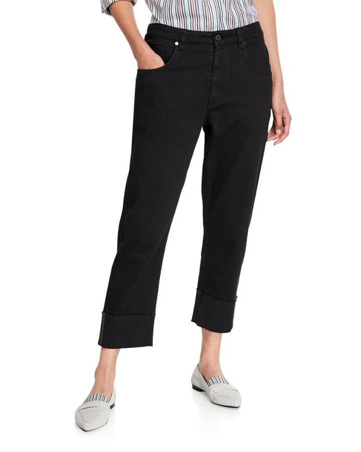 Garment-dyed Monili-cuffed Jeans