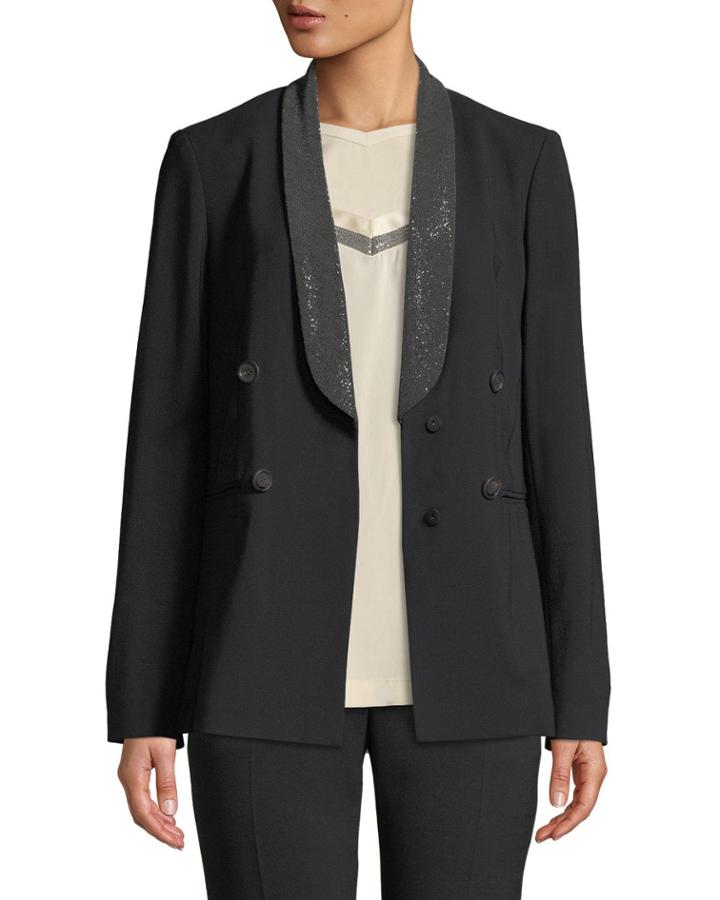 Crepe Twill Double-breasted Blazer