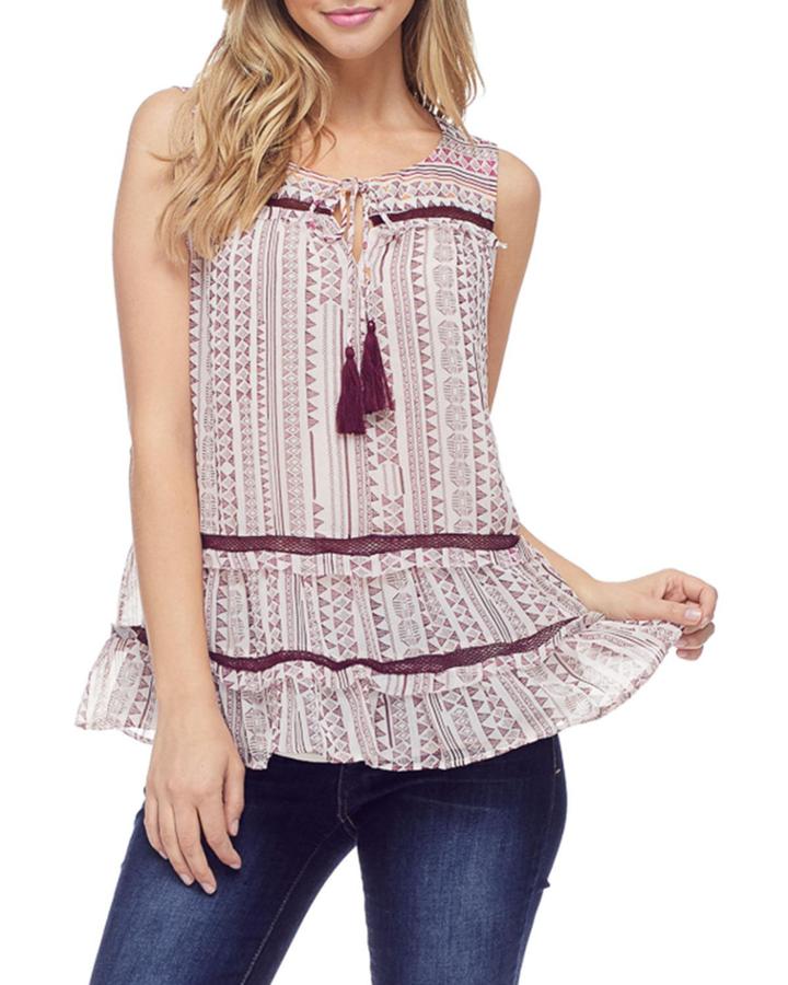 Printed Tassel-tie Tank