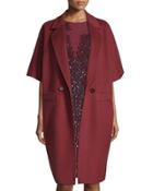 Double-breasted Kimono-sleeve Cocoon Coat,