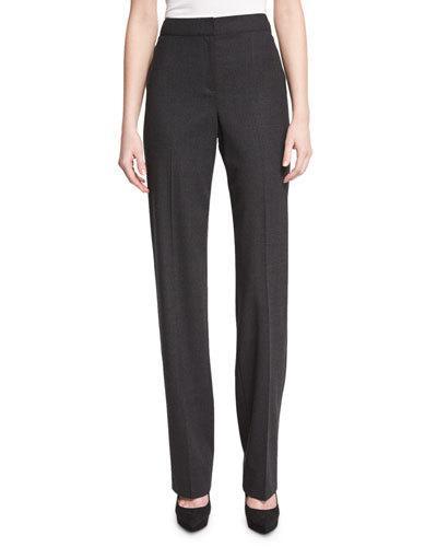 Diana Stretch-flannel Straight-leg Pants, Hematite