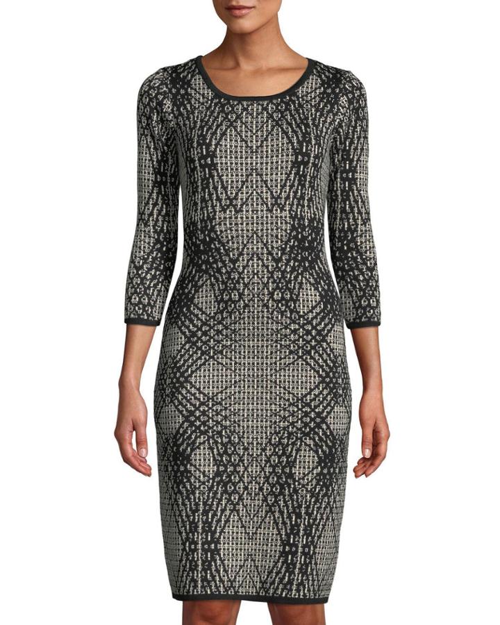 Scoop-neck 3/4-sleeve Abstract