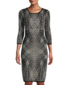 Scoop-neck 3/4-sleeve Abstract