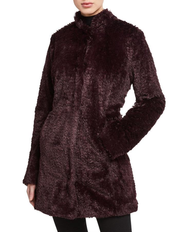 Faux Fur Mandarin Collar Coat