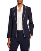 Halo Piped Button-front Blazer