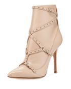 Two-tone Leather Pointed Booties