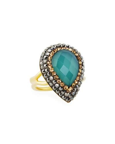 Ilume Chalcedony & Crystal Adjustable Cocktail Ring, Blue