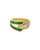 18k Split Emerald & Diamond Ring,