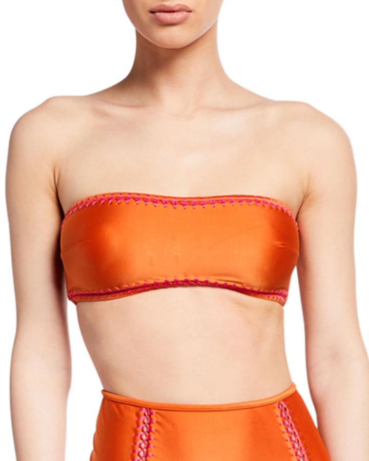 Solid Bandeau Bikini Top With