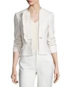 Stretch Fringe-trim Peplum Blazer,