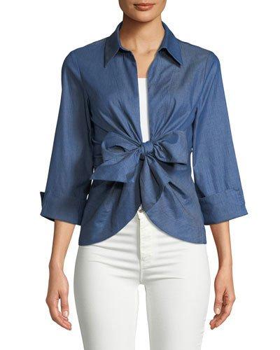 Denim Tie-front Blouse