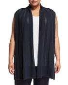 Striped Open-knit Cardigan Vest,