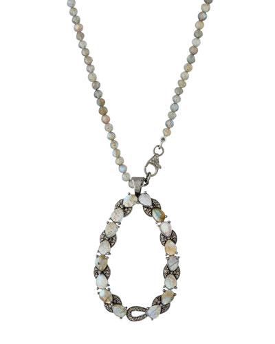 Labradorite & Diamond Teardrop Pendant Necklace