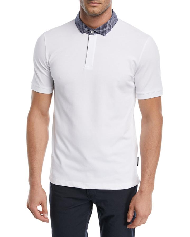 Contrast-collar Pique Polo