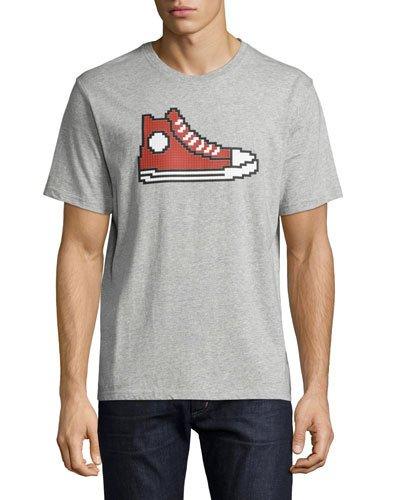 8-bit Sneaker Graphic T-shirt, Gray