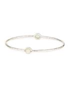 Sterling Silver Two-stone Bangle Bracelet In Mother-of-pearl