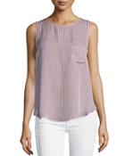 Skinny-striped Flyaway-back Top, Rusty Nail