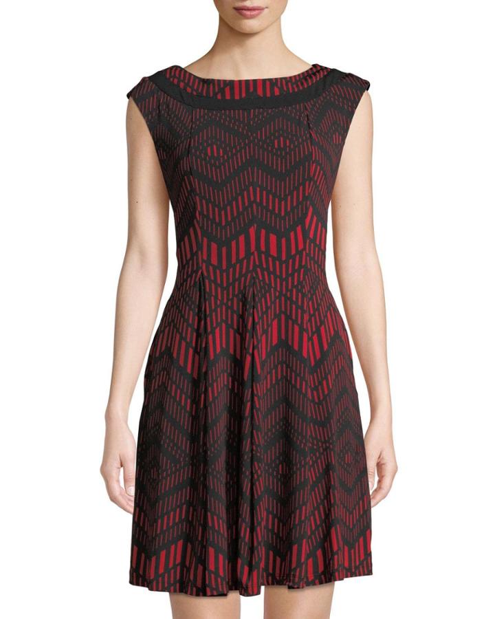 Chevron-print Fit & Flare Dress