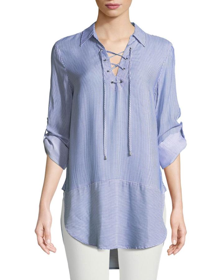 Lace-up Collared Tunic