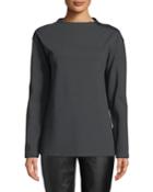 Josef Zip-shoulder Long-sleeve Top