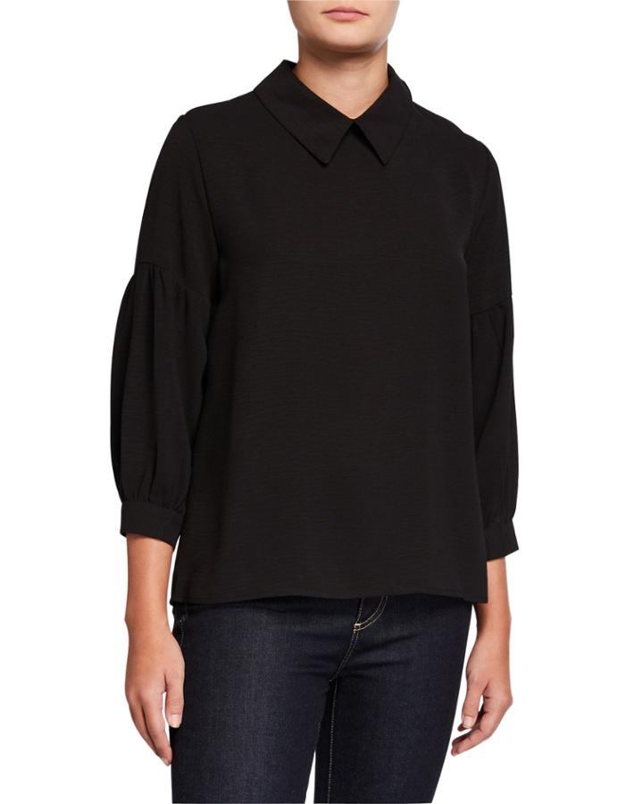 Collared High-low Blouse