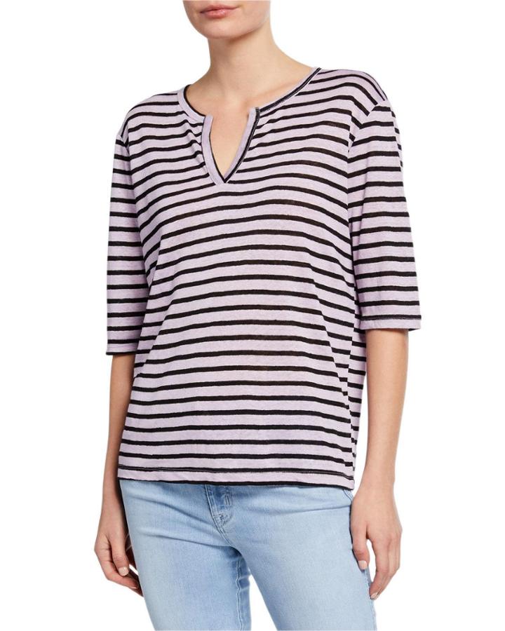Ella Striped V-neck 3/4-sleeve