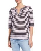 Ella Striped V-neck 3/4-sleeve
