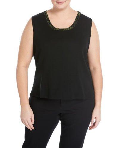 Basic Knit Tank Top, Black,