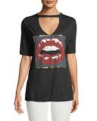 Lips Graphic Choker Tee