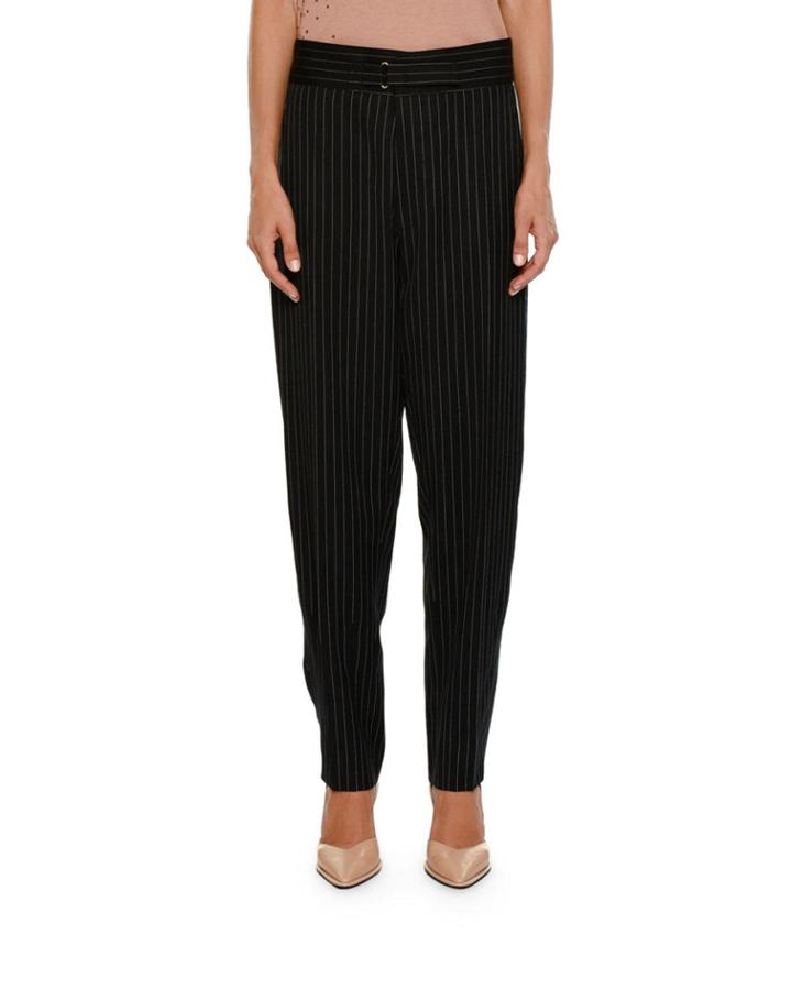 Pinstripe Dropped-inseam Pegged-leg Pants