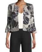 Bell-cuff Floral-print Topper Jacket