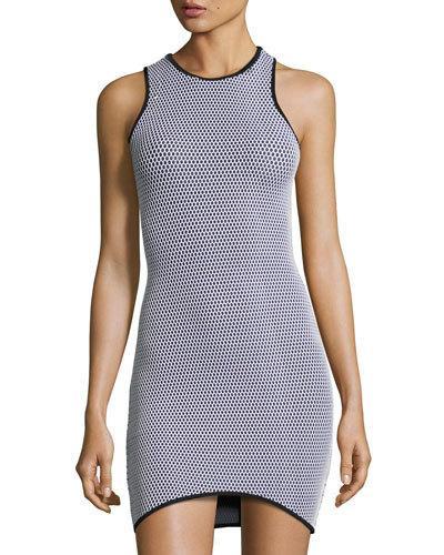 Mold Mesh-net Bodycon Dress, Black/white