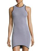 Mold Mesh-net Bodycon Dress, Black/white