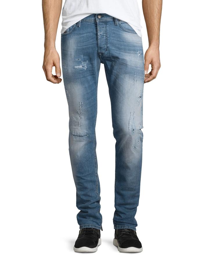 Tepphair Distressed Straight-leg Jeans,