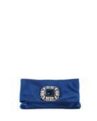 Titania Jeweled Satin Clutch Bag, Blue
