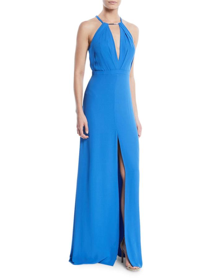 Flowy Keyhole Cutout Sleeveless Gown