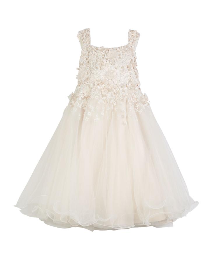 3d Floral Cutout Lace & Tulle Dress,