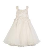 3d Floral Cutout Lace & Tulle Dress,