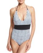 Carmel Grid-print One-piece