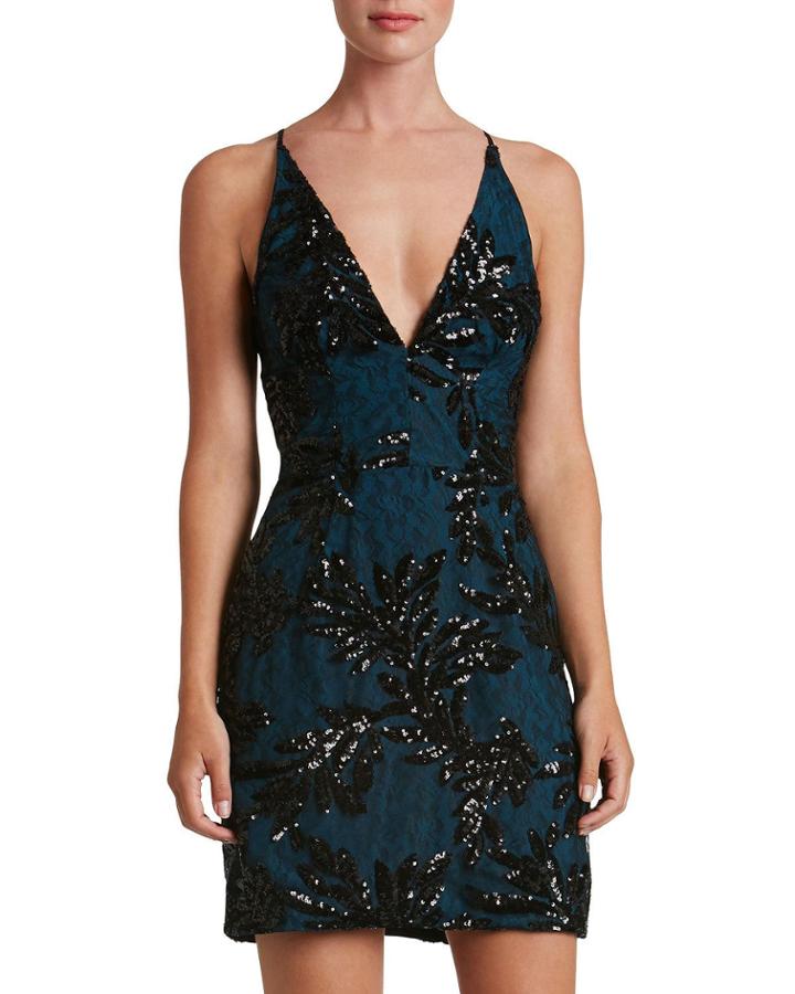 Jordyn Plunging Sequin-embroidered