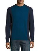 Crewneck Long-sleeve Colorblock Sweater,