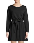 Grosgrain-belt Mini Sweatshirt Dress