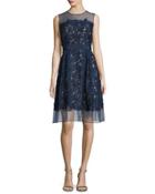 Sleeveless Lace Fit & Flare Cocktail Dress
