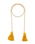 Beaded Rope Necklace W/ Tassel Ends, Golden