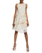 Floral Pleated Chiffon Tiered
